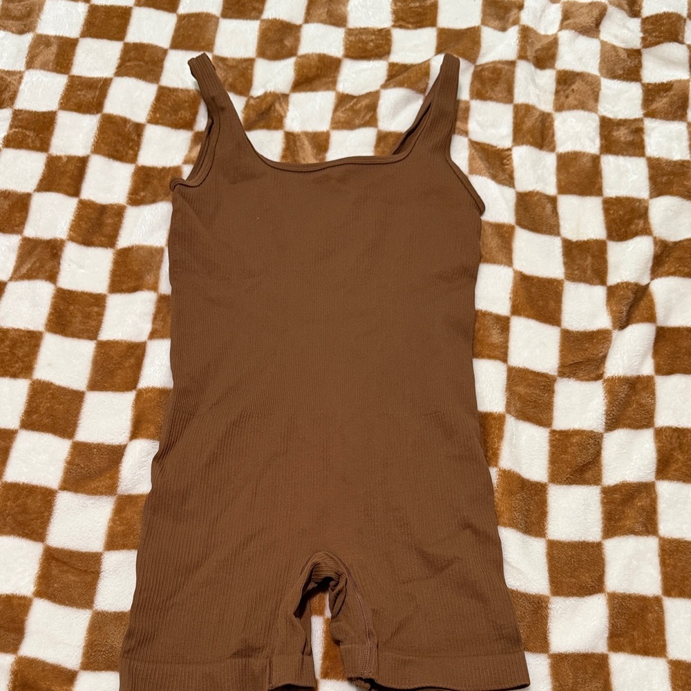 Chocolate Brown Ribbed Sleeveless Romper